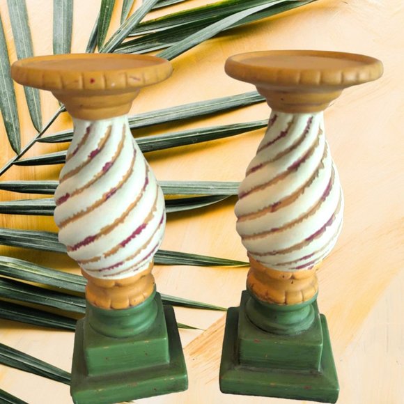 Southern Living At Home Carousel Candle Pedestal Holder Set 10" Tall - Picture 1 of 8